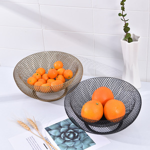 Corbeille à fruits double couche en fer forgé de style nordique, ronde, moderne, pour salon, bol de rangement alimentaire, paniers en métal - Product Image 2