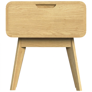 Modern Midcentury Nordic Curved Design <b>Single</b> Drawer Foldable Solid Wood Nightstand Indian Handicraft House Bedroom Furniture - Product Image 1