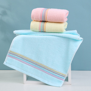 Serviette en coton pur 34x74 cm rayée, douce pour la peau, serviette cadeau pour usage général - Product Image 2