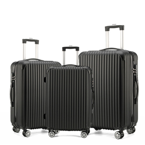 Unisex 20/24/28 Inch Abs Trolley Suitcases New Design Oem/Odm Three-Piece Carry-On Black Luggage Set Classic Zippered <strong>Valise</strong> - Product Image 5