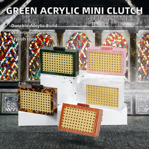 Bolso de Noche Elegante para Mujer, Verde, de Ratán Acrílico, Impermeable, con Correa de Hombro Cruzada, Diseño Exclusivo, Mini, de Poliéster - Product Image 2