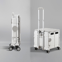 Chariots pliants utilitaires à poignée noire et blanche, poussette pour animaux de compagnie, chariot de rangement en plastique, chariot de marché, de camping, de promenade, 4 ou 8 roues