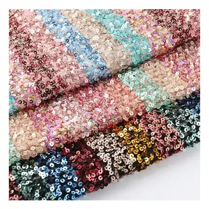 High quality polyester sequin embroidery zuhair murad silver and holographic sequin fabric high quality elastic sequins
