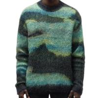 Pull en mohair camouflage pour homme, personnalisable avec logo OEM/ODM, tricot jacquard, manches longues, col rond, position du logo sur le devant, idéal pour l'hiver
