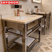 Vasque intégrée moderne en acier inoxydable robuste de qualité supérieure pour salle de bain, surface facile à nettoyer pour maison de luxe