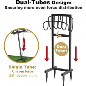Soporte independiente para manguera de jardín, estante metálico para almacenamiento de mangueras, con capacidad para hasta 150 pies de manguera. - Product Image 3