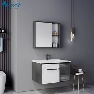 Chaozhou fabbrica di alta qualità Design moderno a parete lavabo in ceramica in legno massello <span class=keywords><strong>mobile</strong></span> da <span class=keywords><strong>bagno</strong></span> con specchio - Product Image 4