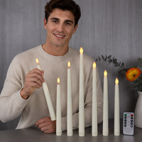Télécommande 10 touches avec minuterie, bougie LED électronique cylindrique à longue tige, lampe décorative en plastique pour ambiance de mariage