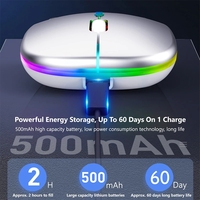 Souris sans fil 2 en 1 avec adaptateur Type-C vers USB Rechargeable par USB avec souris de jeu Bt pour ordinateur portable/PC/Windows/Pad