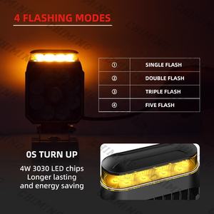 2025 más nuevo 4 pulgadas E-mark aprobado ámbar Flash señal de advertencia cuadrado Led lámpara de trabajo para Volvo CE excavadora cargadora camiones - Product Image 5