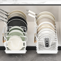 Support de rangement rétractable en métal pour couvercles de casseroles et poêles avec porte-torchons pour comptoirs de cuisine