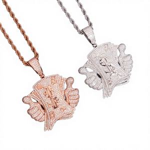 Shining USA Envío Rápido desde Stock Local Colgante Brillante de Plata de Ley 925 Chapado en Oro Rosa con Moissanita Diseño Iced Hip Hop - Product Image 4