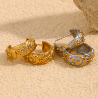 18k PVD Plaqué Or Étoile Lune Céleste En Acier Inoxydable Manchette Bracelet Ouvert Bracelet Anneau Ensemble pour Femmes 2025 Bijoux
