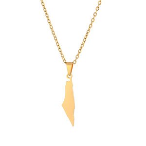 도매 사용자 정의 로고 금속 스테인레스 스틸 팔레스타인지도 목걸이 - Product Image 4