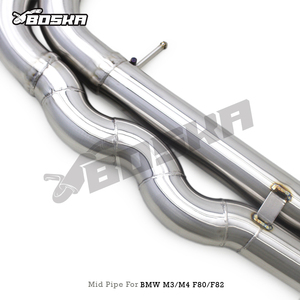 Tubo de escape de acero inoxidable Boska de ajuste directo de 2.5 pulgadas con longitud igualada para BMW M3/M4 F80/F82 S55 3.0T 2014-2019 con resonador - Product Image 2