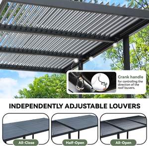 ศาลาหลังคาบานเกล็ด 10x18, ศาลาอลูมิเนียมทันสมัยพร้อมหลังคาปรับได้, โครงสร้างกันแดดกลางแจ้งพร้อมระบบระบายน้ำในตัว - Product Image 3