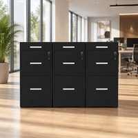 Armoire de classement verticale compacte à 3 tiroirs profonds en acier KD, armoire de rangement métallique verrouillable pour bureau avec roulettes
