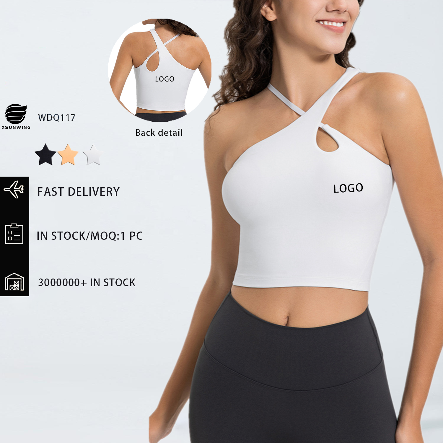 Xsunwing Wholesale Sexy Cross Halter Shockproof Sports Vest Removable Pads Gym Bra Fitness Crop Tops Women Yoga Tank Tops WDQ117