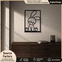 Décoration murale moderne en fer noir en forme de cœur de lapin, encadrée, découpée, à suspendre, pour salon, chambre, décoration intérieure, cadeaux