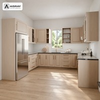 Meuble de cuisine en placage de bois sur mesure, aménagement en U classique, fournitures pour projets résidentiels, boîtes de rangement en MDF et rangements extractibles