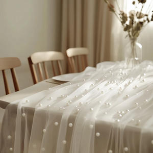 Decorazione per feste in poliestere moderno moderno in 100% di nozze Hotel Wedding Table Runner - Product Image 2