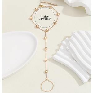 Minimaliste <span class=keywords><strong>Or</strong></span> Argent Chaîne <span class=keywords><strong>Or</strong></span> Perles Anneau Bracelets Main Chaîne Simple Doigt Chaîne Bracelets pour Femme - Product Image 6