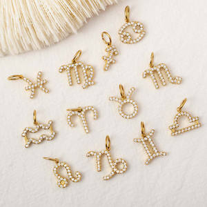 Ciondoli Zodiacali dei 12 Segni in Acciaio Inox Placcato Oro 18K con Zirconia per Creazione di Gioielli da Donna - Product Image 5