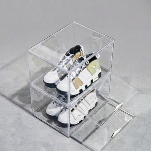 Caja de Zapatos Transparente Apilable Magnética de Plástico con Apertura Lateral Plegable, Personalizable con Logotipo OEM, para Almacenamiento de Zapatillas - Product Image 5