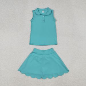 RTS Vêtements de Sport Couleur Unie Petites Filles Polo Avec Jupes De Tennis Short Doublure 2 Pièces Tenues Yoga Enfants Vêtements - Product Image 2