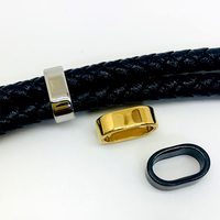 Perles d'espacement de curseur en acier inoxydable personnalisées breloques de glissière rectangle perles de curseur clips de verrouillage de bracelet grand trou cordon en cuir