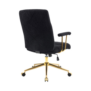 Textured Boucle Fabric Black Gold Modern Swivel Office <b>Chair</b> with Height Adjustable Padded Arms Eco-Friendly for Home Office - Product Image 5