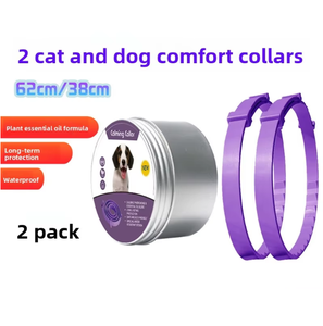 2 piezas de lujo y Simple moderno Perro de peluche collares de alivio de la ansiedad patrón sólido cinta decoración <span class=keywords><strong>calmante</strong></span> calma collares de silicona - Product Image 2