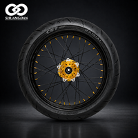Ensemble de roues à rayons Supermoto dorées de 17 pouces avec pneus de route pour Sur Ron Ultra Bee E-Bike, montage direct