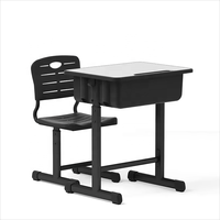 Ensemble chaise et bureau individuel réglable en hauteur pour étudiant avec tiroir de rangement, panier à livres en fil métallique, mobilier ergonomique pour l'étude des enfants en classe