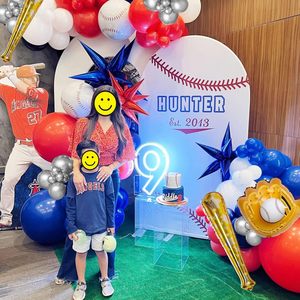 Ballons de batte de baseball rouge bleu blanc argent Starburst pour thème Sport Party <span class=keywords><strong>Rookie</strong></span> Ballon de baseball kit de guirlande - Product Image 5