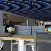 Decoración de Oficina para Estaciones de Trabajo, Imitación Personalizada de la Estética Natural, Paneles Acústicos de Techo con Vigas de Madera Real