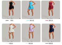 Jupe plissée vintage pour le sport, la gym, le golf, avec short intégré, sans manches, dos nu, col carré, pour le yoga et le fitness