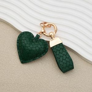 Stylish New Trend Woven Pattern Pu Leather Car Holder Cute Heart-Shaped Keychain Handbag Decoration <b>Key</b> <b>Ring</b> Welcome Gifts - Product Image 5