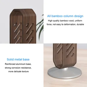 Universal Aluminum Bamboo Headphone Stand Hanger With Cable Holder For Headset And Earphone Display