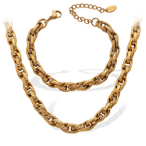 Cuban <b>Chain</b> Necklace Chunky Gold Plated <b>Titanium</b> Steel Unisex Hip Hop Fashion Jewelry Gift 128cm - Product Image 5