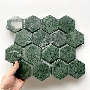 Dark Green Hexagon Honeycomb Tiles Green Mosaic For Swimming Pool