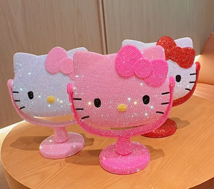 Dessin animé belle Bling Bonjour Kt miroir plastique diamant bricolage miroir de maquillage Girly princesse Kitty <span class=keywords><strong>chat</strong></span> miroir - Product Image 3