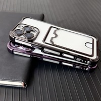 Casing Kartu Pelindung Lunak Transparan Anti Benturan untuk iPhone 16 15 14 13 12 Mini 11 Pro X XR Xs Max 7 8 Plus 16e