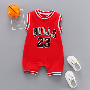 Tuta sportiva estiva senza maniche da basket per bambini appena nati bei vestiti per bambini in tessuto a maglia - Product Image 2