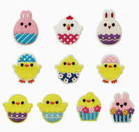 Patchs brodés de Pâques, lapin, poussin, œuf coloré, broderie sur ordinateur, applique, patchs pour vêtements de bébé, DIY