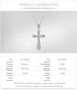 Dylam Souvenir Accessory Pave Cz <b>Silver</b> 925 Sterling <b>Silver</b> Cross Necklace Collarbone Collar <b>Choker</b> Necklace for Man and Women - Product Image 5