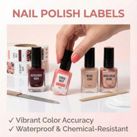 Étiquettes de flacons de vernis à ongles résistantes aux produits chimiques |   Autocollants en vinyle holographique personnalisés pour vernis gel et poudre acrylique