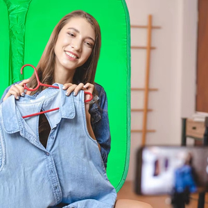 KAMPHO Faltbarer Green Screen Tragbare Fotografie Video Studio Anruf Streaming Stuhl Hintergrund - Product Image 5