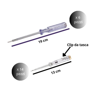 Set di cacciaviti 20 pezzi 6x19 cm e 14x13 cm con clip e tester di tensione 200-250V AC per lavori elettrici - Product Image 2