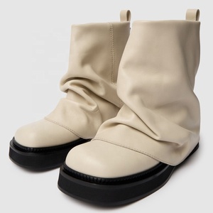 Bottines à bout carré pour femmes à semelle épaisse, bottines à talon bas et épais sur semelle plate - Product Image 4